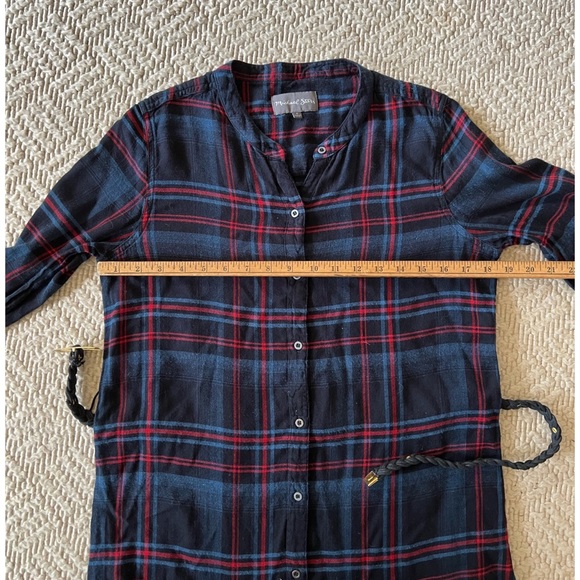 Michael Stars Plaid Shirt Dress with Woven Studded Belt - S - Picture 9 of 10